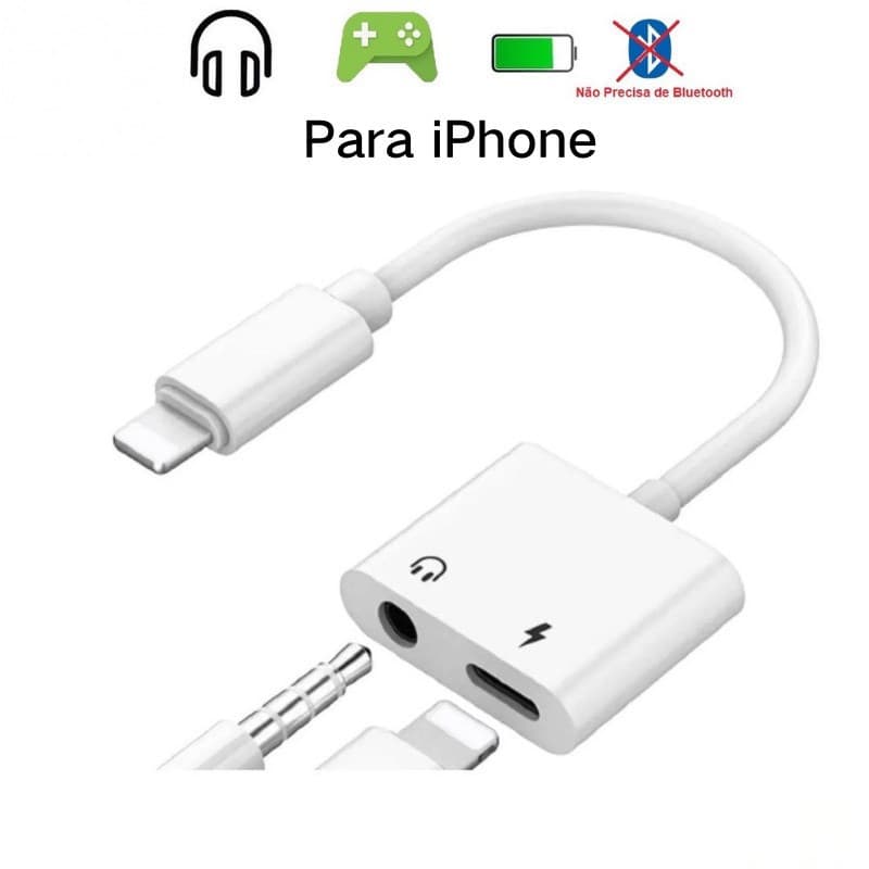 Adequado para Iphone/14/13/12/11/Xs/XR/8/7 Adaptador dois em um Conversor de áudio de 3.5 mm de carregamento integrado