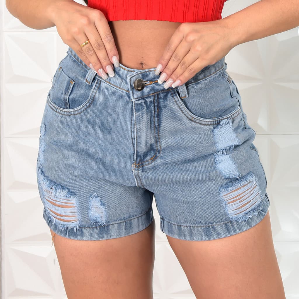 SainaOffece 9044-2 short jeans feminina com rascada Shorts jeans feminino com bolso juvenil natural com bolsas9044-2