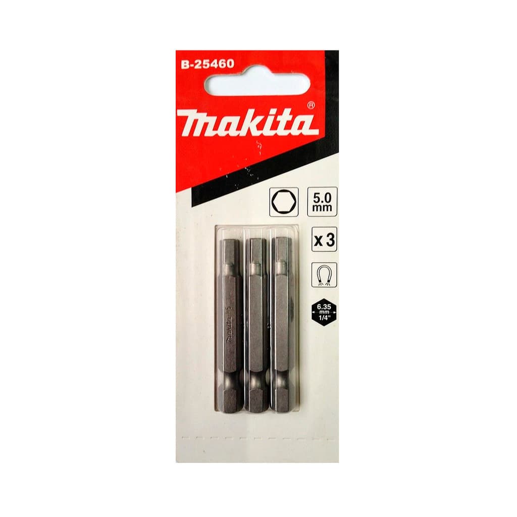 Pacote c/ 3 Bits Allen Longo 5,0 X 50mm Makita B-25460