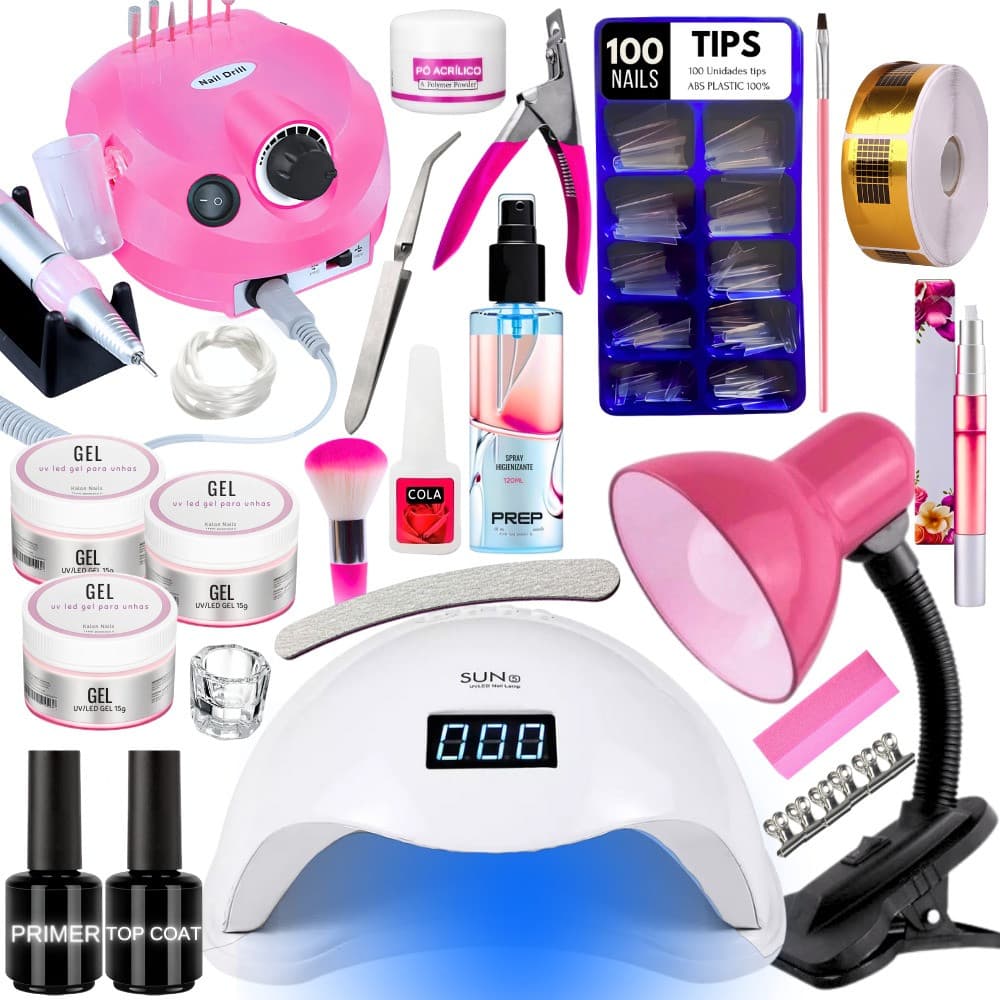 Kit Unhas Gel Lixadeira Eletrica Motor Porquinho Cabine Sun5