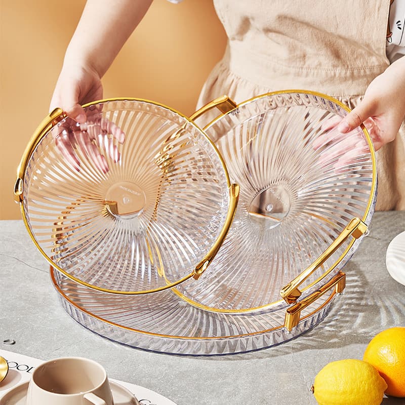 Bandeja Organizadora Decorativa Multiuso Para Servir Nórdica Com Alça e Detalhe em Dourado Decoração de Mesa