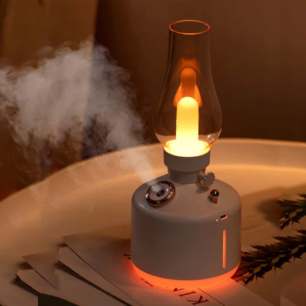 Umidificador de aroma de ar com lâmpada de acampamento retrô