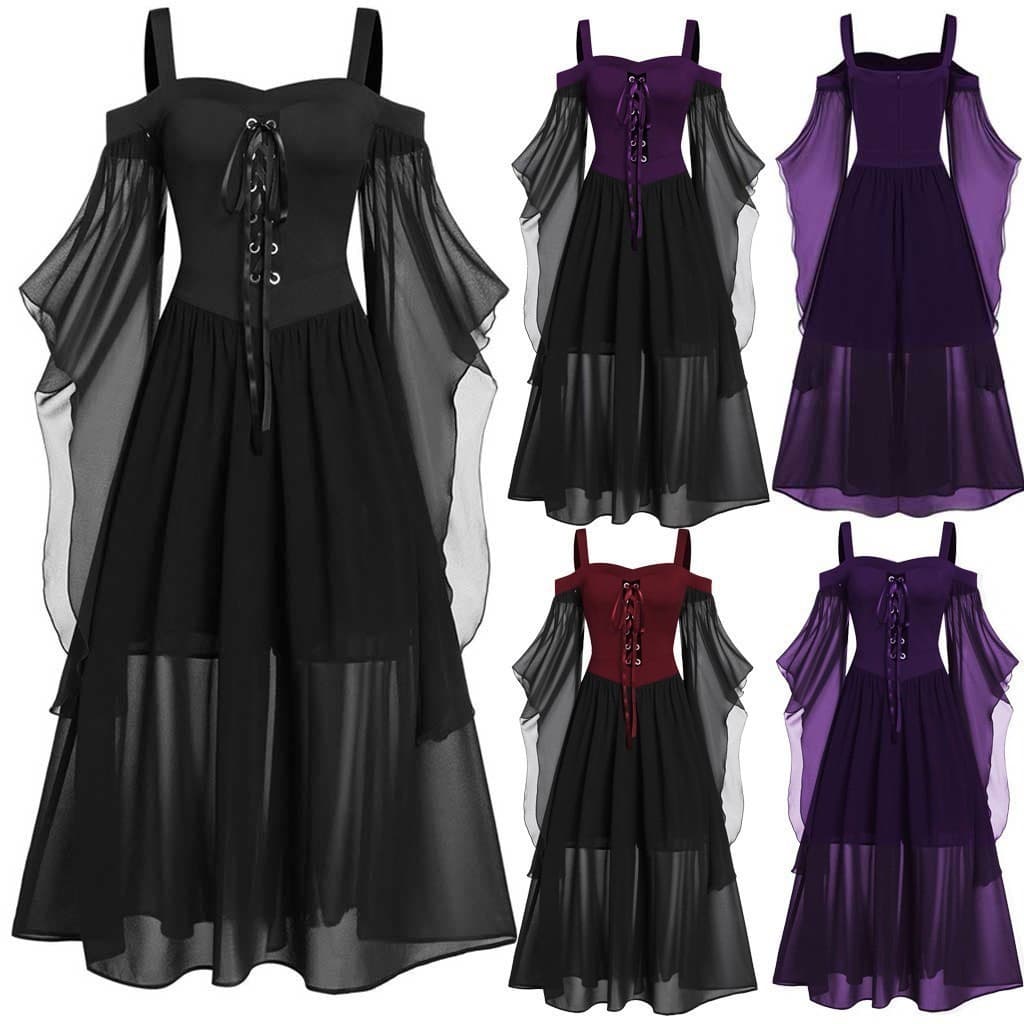novo halloween bruxas suspensórios com vestido grande vestido longo vestido