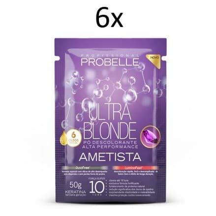 Kit 6 Sachês Pó Descolorante Ametista 50G Probelle