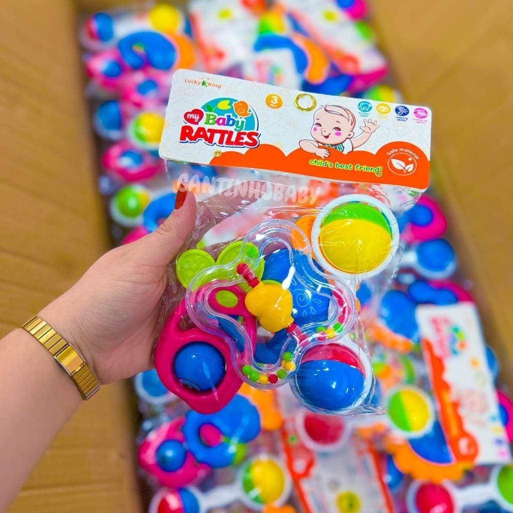 Brinquedos Para Bebê Kit com 4 pçs Chocalho com mordedor macio colorido