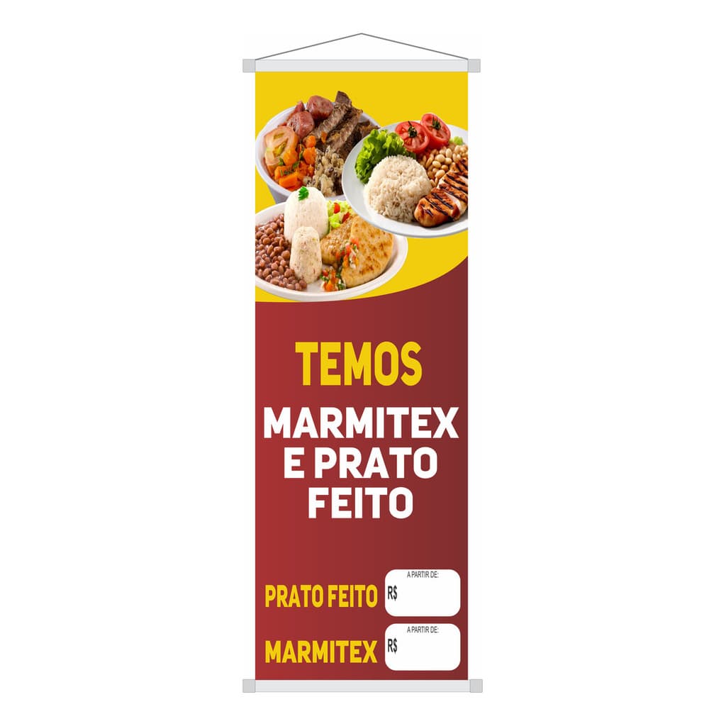 Banner Faixa Marmitex Prato Feito 35x100cm Envio Rápido