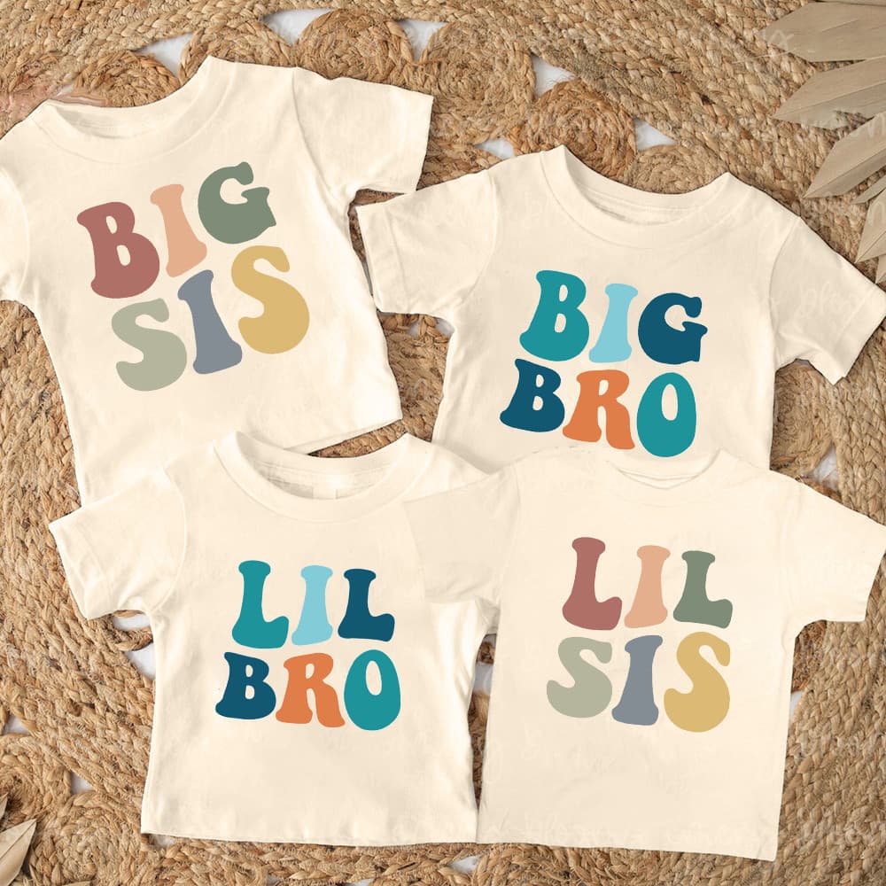 Conjunto De Camiseta Mais Velha , Irmã Nova , Irmão Novo , Meninos , Meninas , Gola Redonda , Manga Curta
