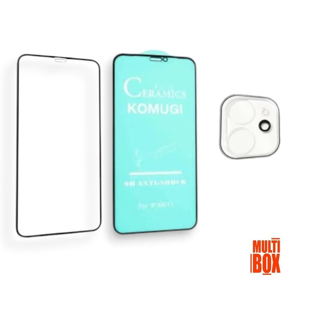 Kit 3UN: Película 3D Vidro Câmera Traseira + Película Cerâmica Lisa + Película 3D Vidro Para IPHONE 11
