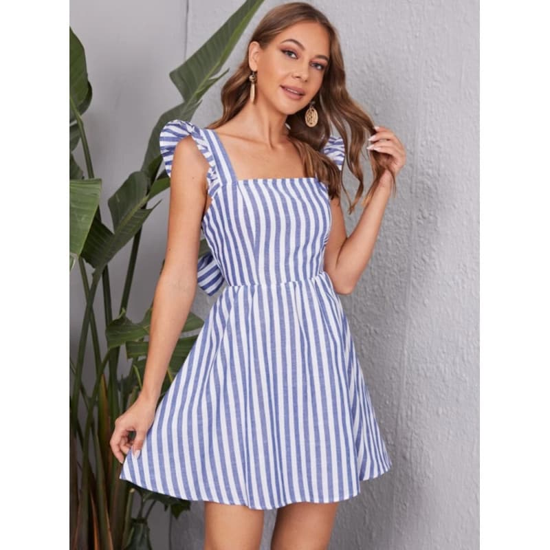 Vestido Feminino Curto Listrado Casual Festa Fresco Juvenil