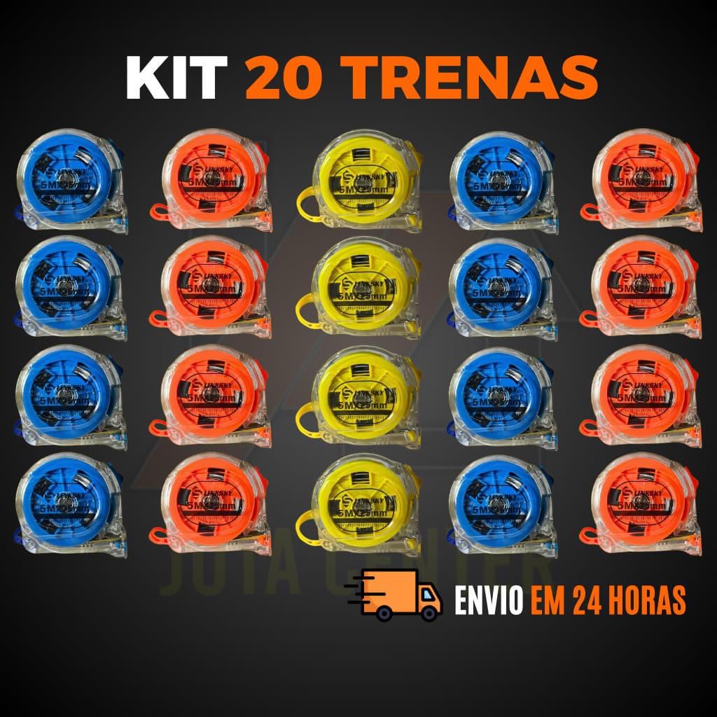 Kit Trena Métrica 5 Metros Transparente Fita de Aço Profissional com Trava