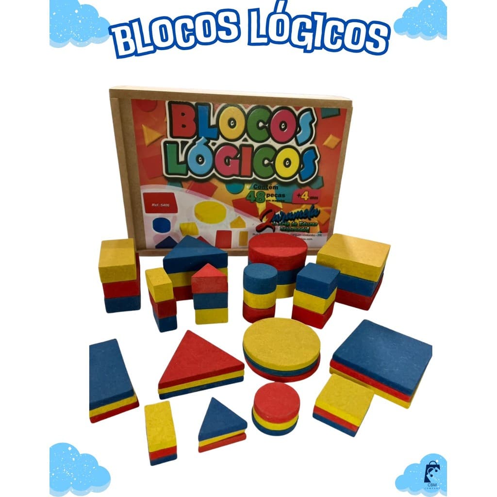 Blocos Lógicos 48 Peças Em MDF Jogo Classificação De Formas E Cores Brinquedo Educativo Pedagógico