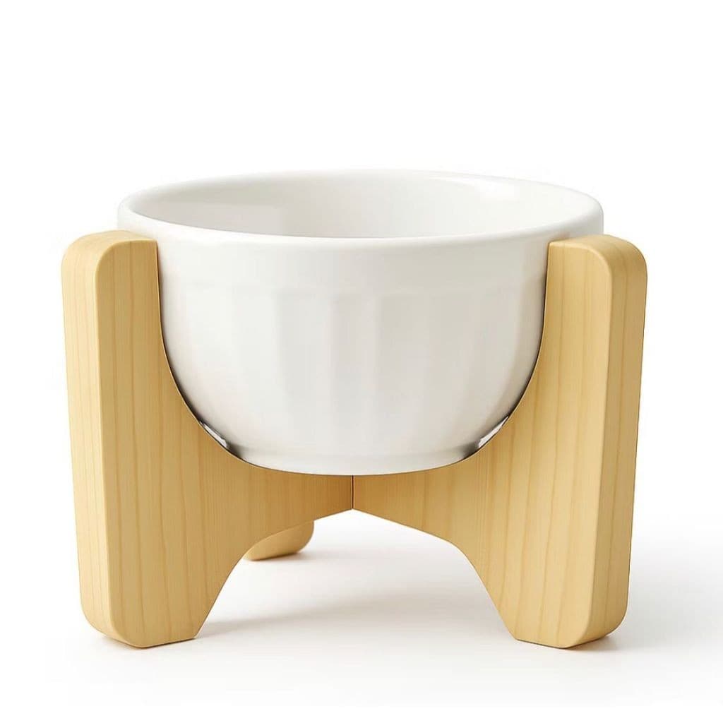 COMEDOURO ELEVADO DE PORCELANA SUSPENSO ERGONÔMICO 2 EM 1 PARA GATOS E CÃES