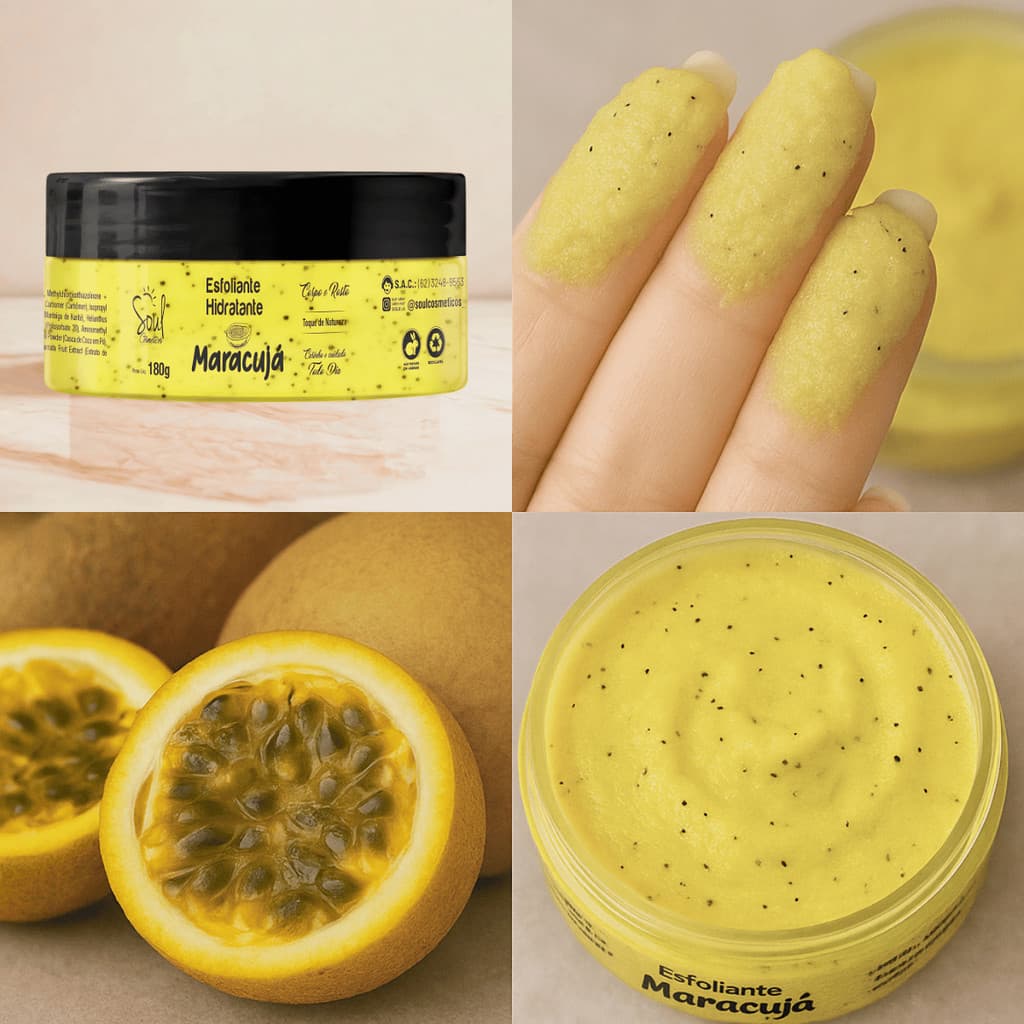 ESFOLIANTE CORPORAL HIDRATANTE MARACUJA 180g - Soul Cosméticos