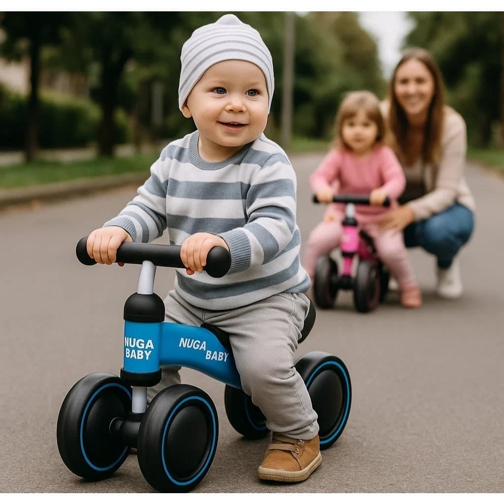Bicicleta Infantil Sem Pedal Seguro Apoio Equilíbrio com 4 Roda Diversão Bike Crianças Confiança