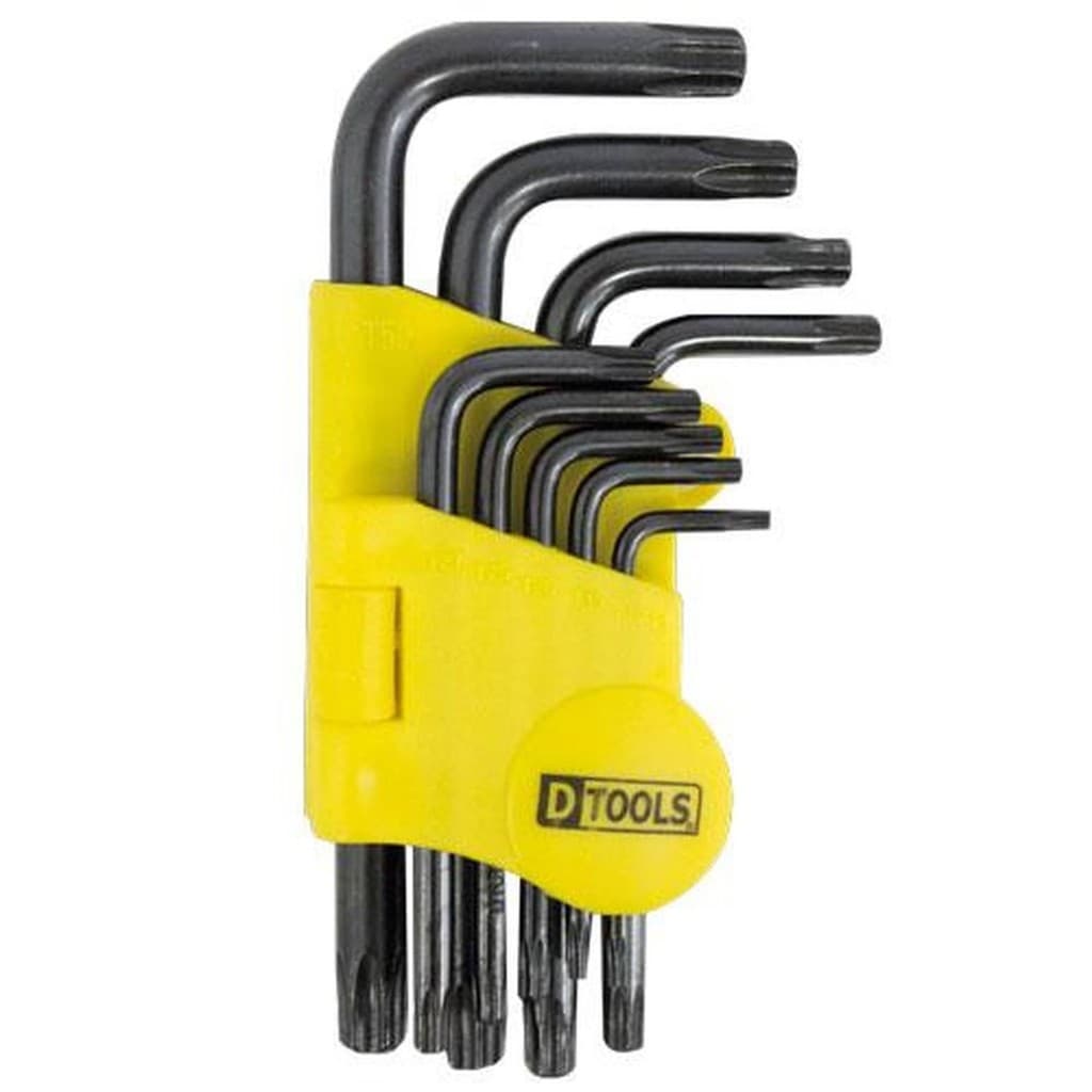Jogo Chave Torx Cromo Vanádio 9 Peças T10/T15/T20/T27/T30/T40/T45/T50 - DTOOLS