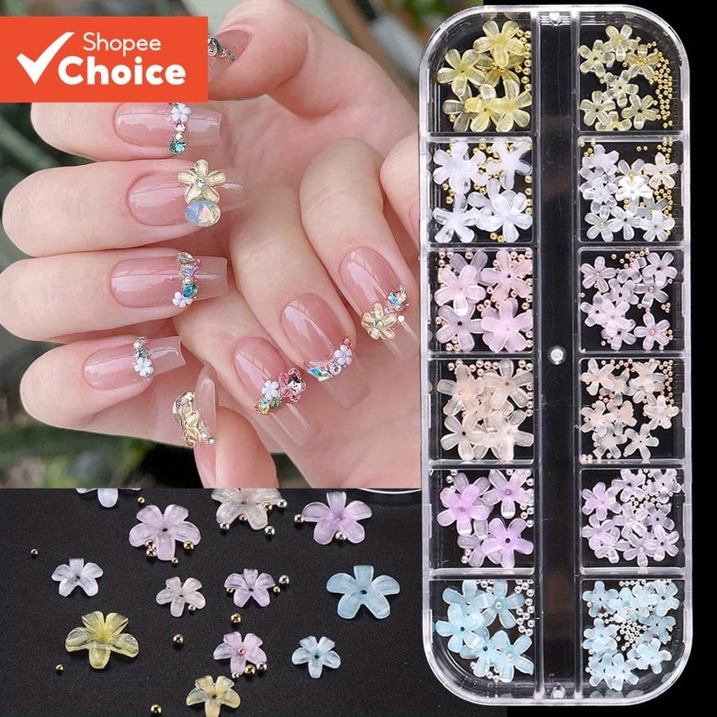 12 Grades Coloridas de Cristal Golden Steel Beads DIY Nail Charmes para Unhas