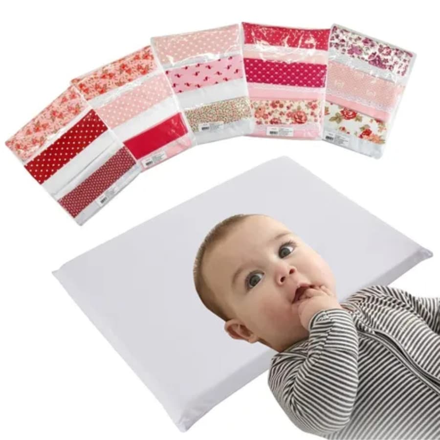 Travesseiro para Bebê + Kit Com 3 Fronhas Menina e Menino +1bb