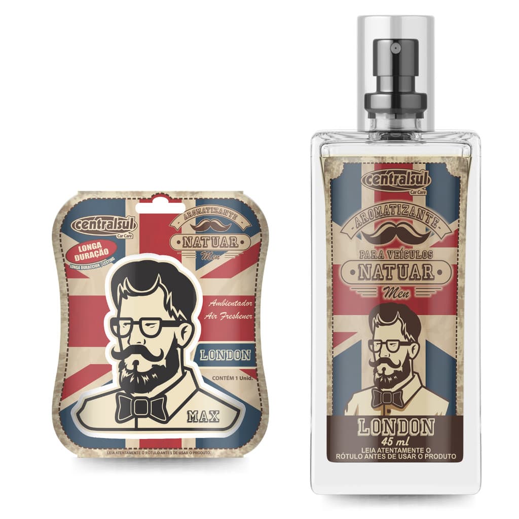 Kit Aromatizante Natuar Men 45ml + Miniatura Cheirinho London Aroma Cheiroso para Carros
