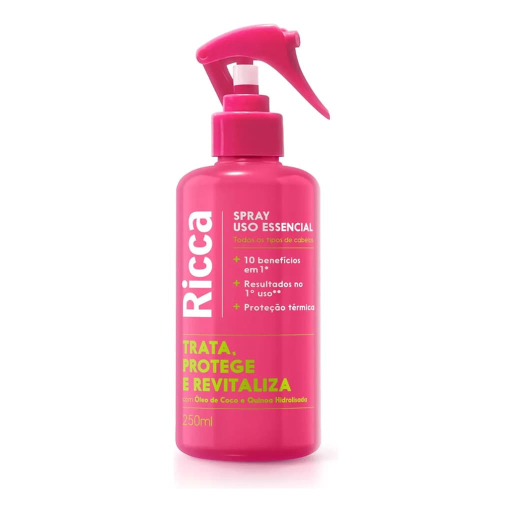 Spray Ricca Uso Essencial 250ml Tratamento Finalizador Proteção Brilho e Maciez Cabelos