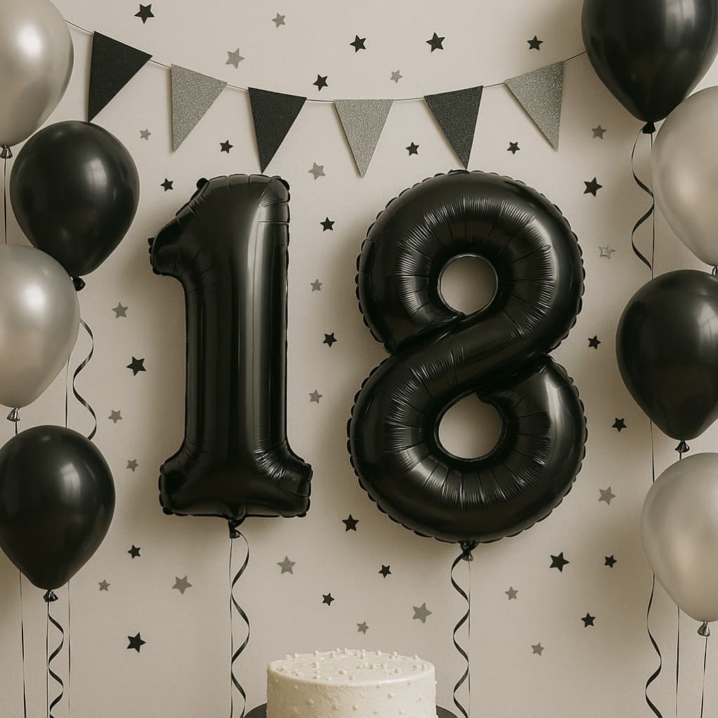 Balões Números Preto 32" – 0 a 9 – Festa Aniversário Decoração 80cm