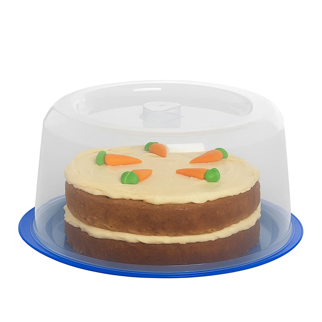 Boleira Plástica Porta Bolo Transparente 27 cm Vasilha Lisa Pote de Mesa Com Base Cores Sortidas