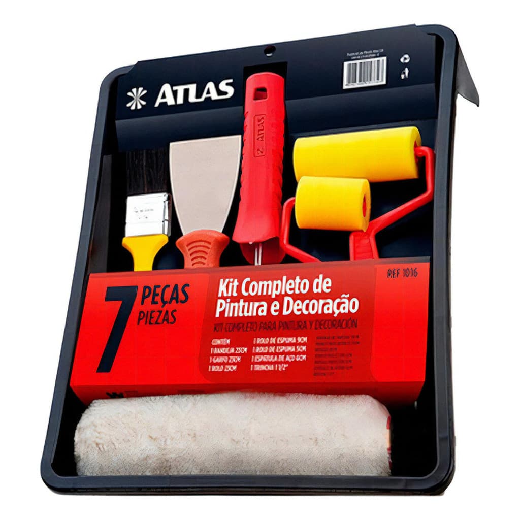Kit Pintura Parede 7 Peças Rolo Pincel Espatula Bandeja