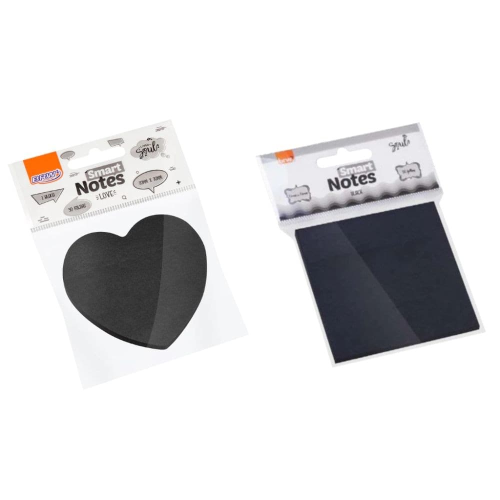 Bloco adesivo Smart notes quadrado ou Love coração - preto - 50fls - BRW