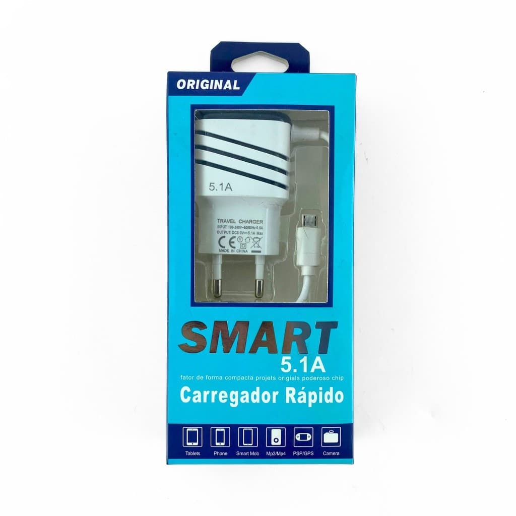 Carregador V8 5.1A Celular Turbo Android Atacado Sortidos carregador rapido
