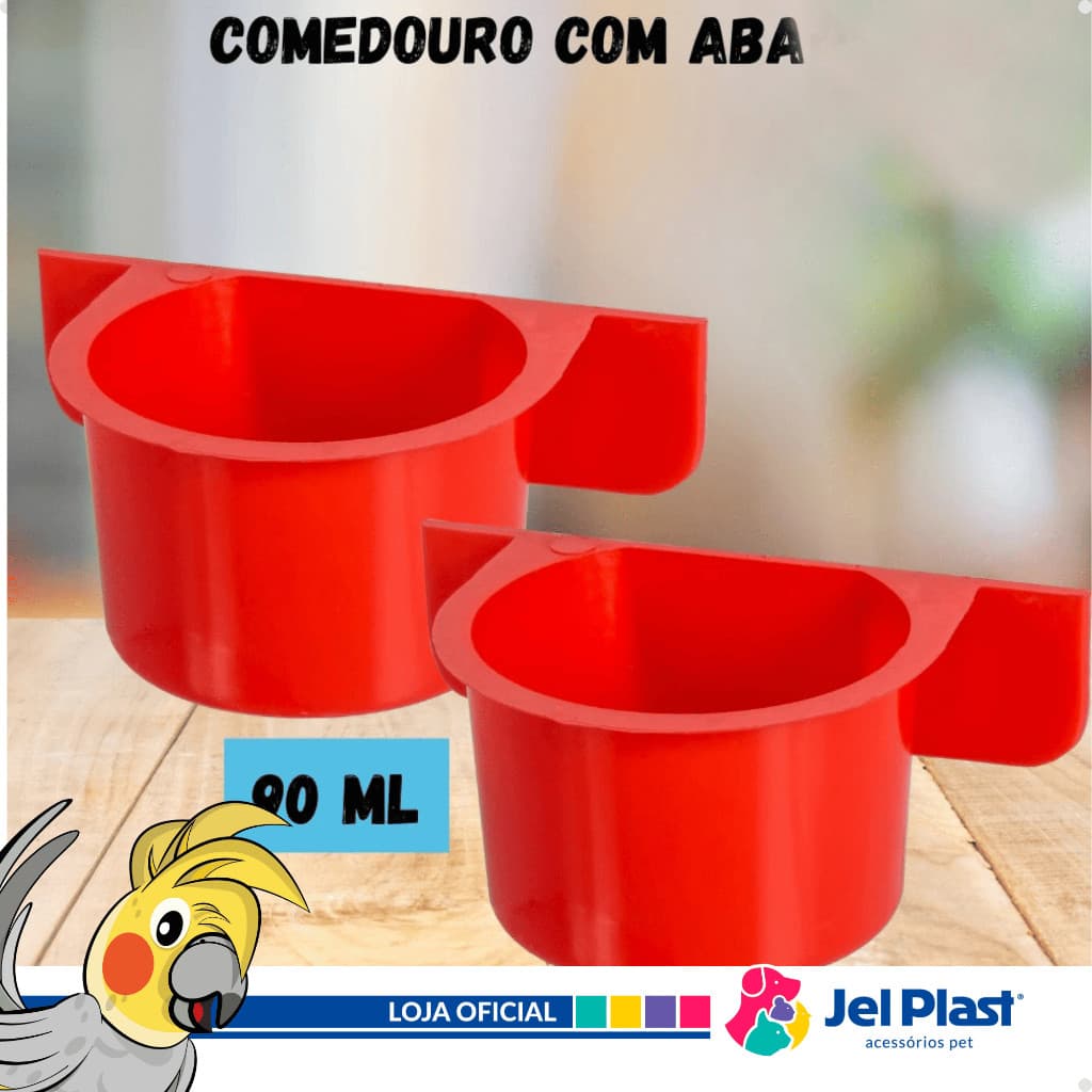 Comedouro com aba para pássaros kit com 2 unidades