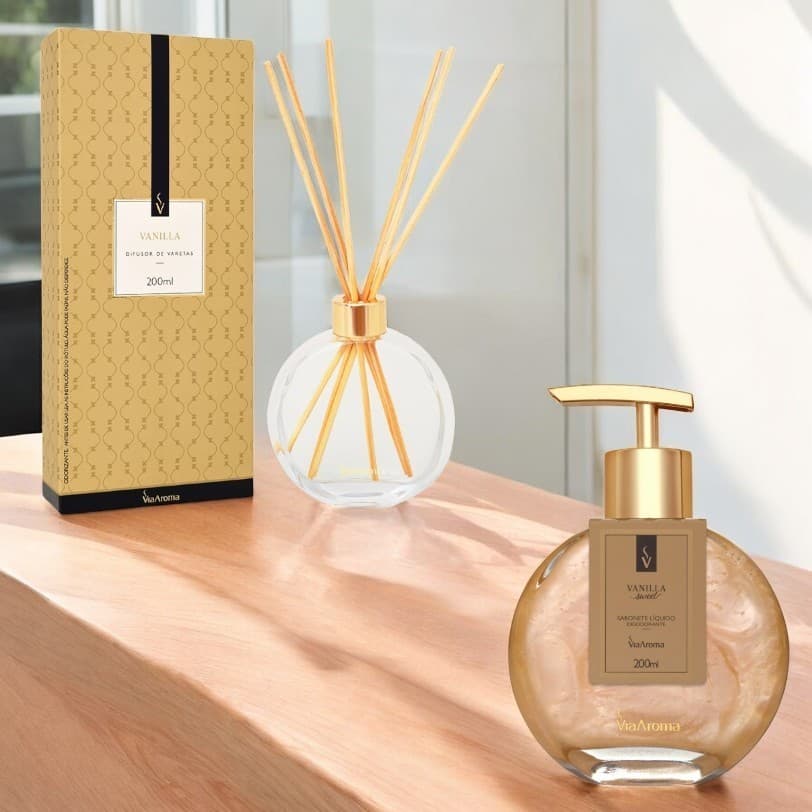Kit Difusor de Varetas 200ml  + Sabonete Líquido Desodorante 200ml Linha Classica Via Aroma