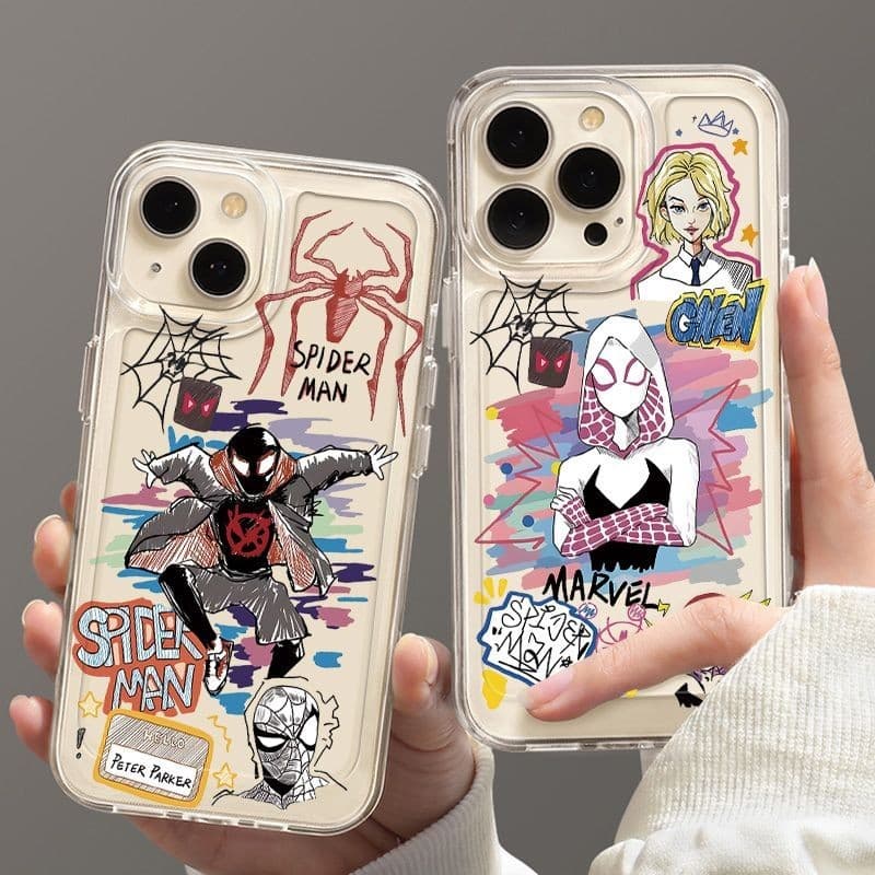 Capa De Telefone Macia Transparente Para iPhone 16 17 11 12 13 14 15 Pro Max 16e 7 8 SE Super-Herói Quadrinhos Homem Ara