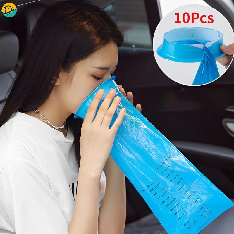 10Pcs Saco De Limpeza De Vômito De Avião De Viagem Descartável Portátil Para Carros Doença Do Movimento Náusea/Plástico Limpo Azul E Ecológico Acessórios Auto