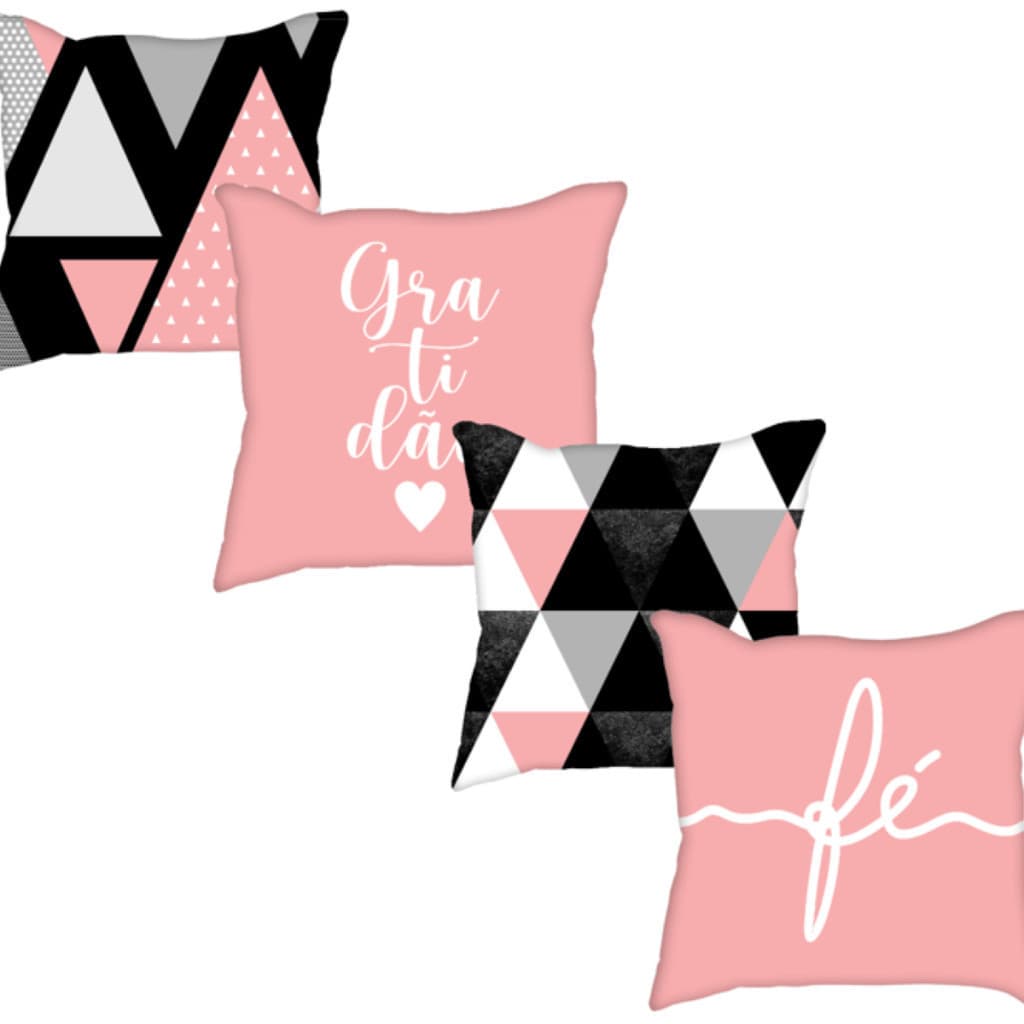 Kit 4 Jogos De Almofadas Decorativas Com REFIL 45x45cm - Estampas Diversas