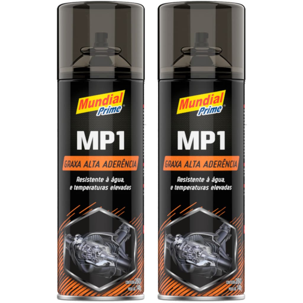 02 Graxas Alta Aderência Spray 250ML Resiste Água Temperatura Borrachas Roldanas Correntes Protege