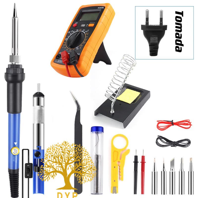 Temperatura Ajustável Kit Ferro De Solda Elétrica 220 V 110 V 60W Soldagem Solda Ferramentas De Reparo-envio imediato