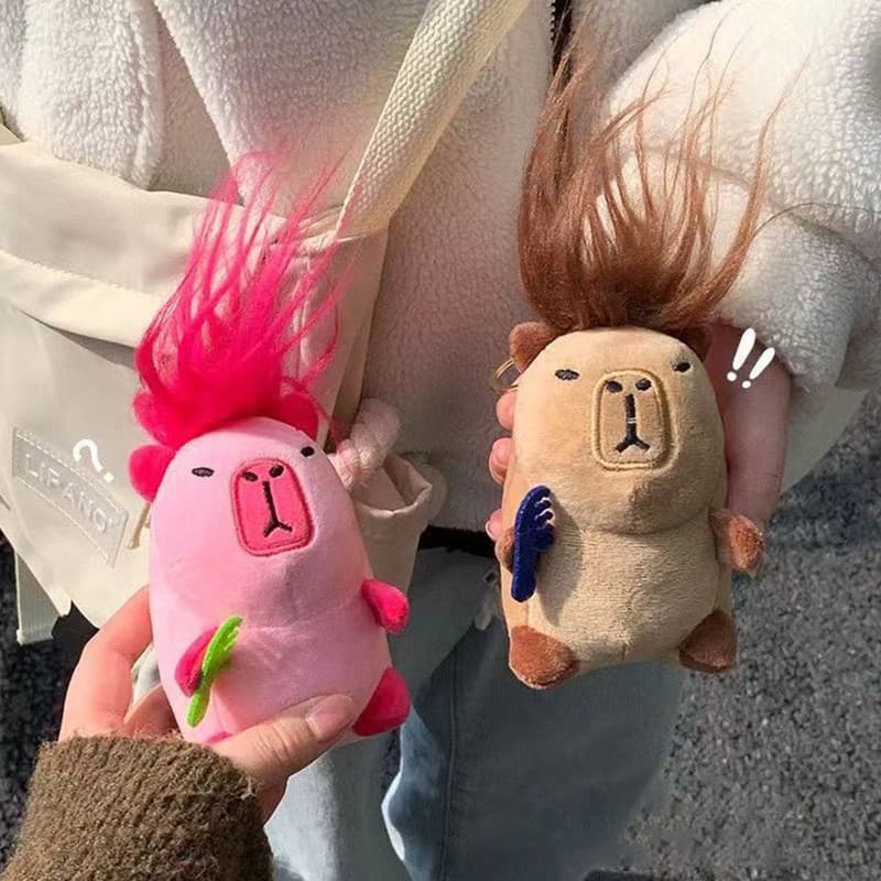 Engraçado Capivara Brinquedos De Pelúcia Bonito Chaveiro Pingente Boneca Mochila Carro Decoração Acessórios Crianças Presente