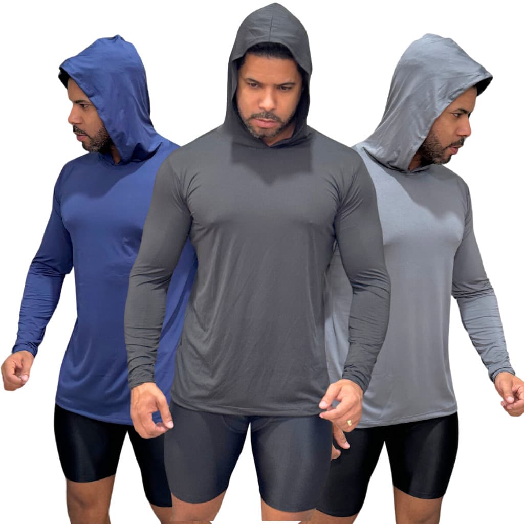Camisa Térmica Segunda Pele Com Capuz Proteção Uv50+ Unissex Para Trabalhadores