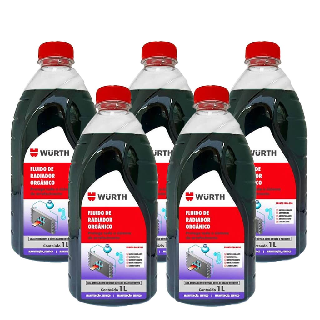 Aditivo para Radiador Orgânico Verde Pronto para Uso Kit com 5 unidades - Wurth
