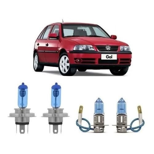 Par Lâmpada Super Branca Gol G1 G2 G3 G4 Farol Alto Milha