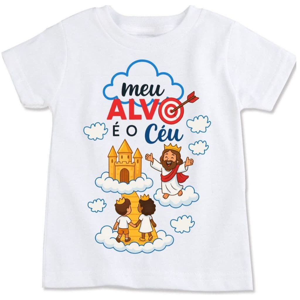 T-shirt Camiseta Linda Camisa branca para ministério meu alvo é o céu Premium Envio Rápido