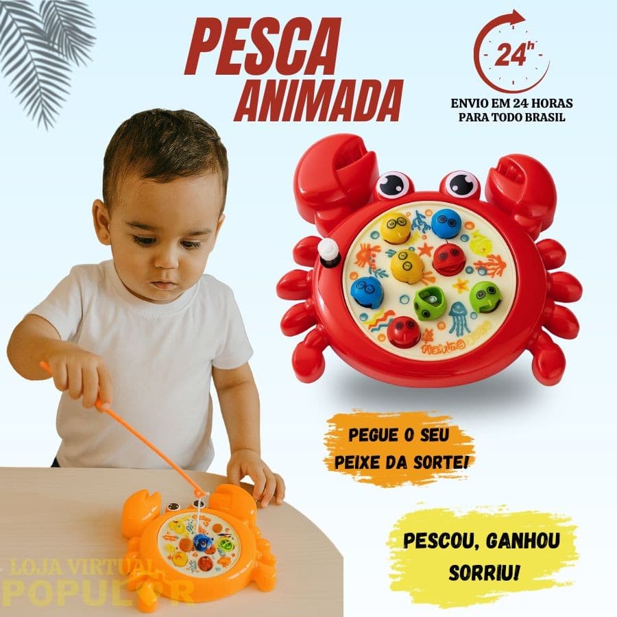 Pescaria Pega Peixe Pesca Animada Brinquedo Jogo Infantil
