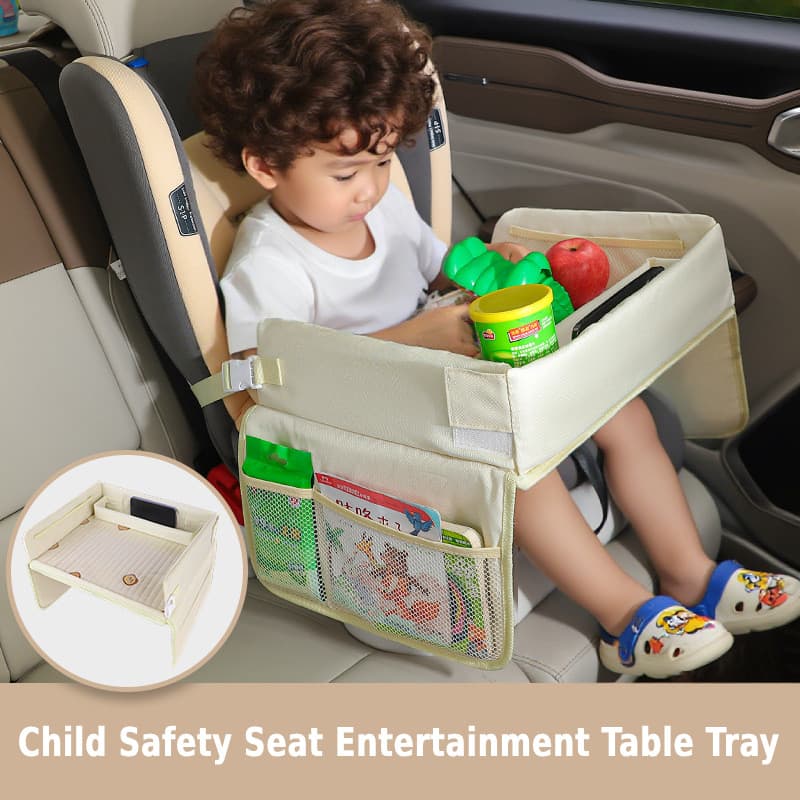 Bandeja De Assento De Segurança Infantil Para Carro , Mesa Dobrável Com Vários Bolsos , Portátil À Prova D'água