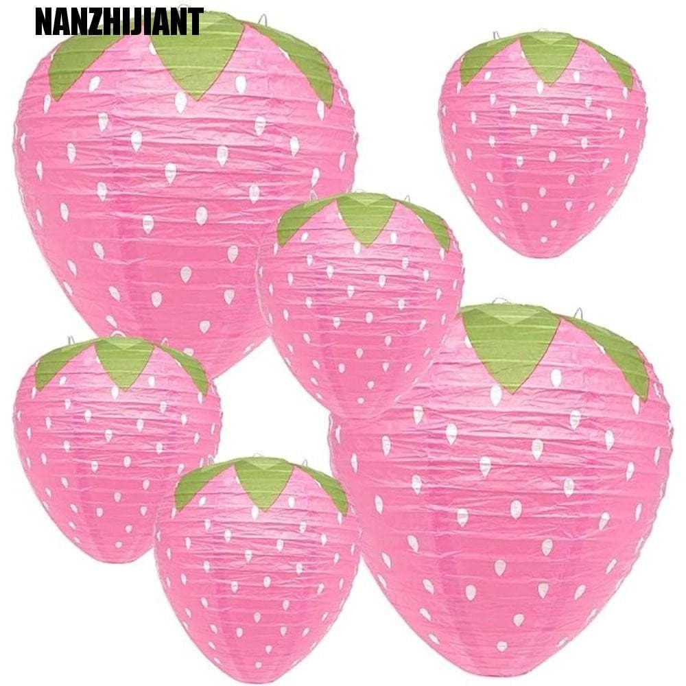 Lanterna De Morango NANZHIJIANT , Papel Em Formato Especial Rosa 3D , Bola De Suspensa Portátil
