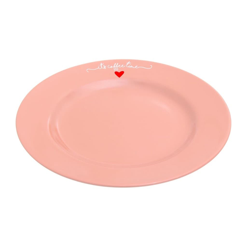 Jogo 04 Pratos Porcelana Sobremesa Lamour Rosa 19CM