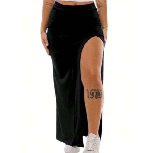Saia Longa Feminina Com Fenda Diversas Cores Zero Transparência PP ao GG Tamanho Único Look Eventos