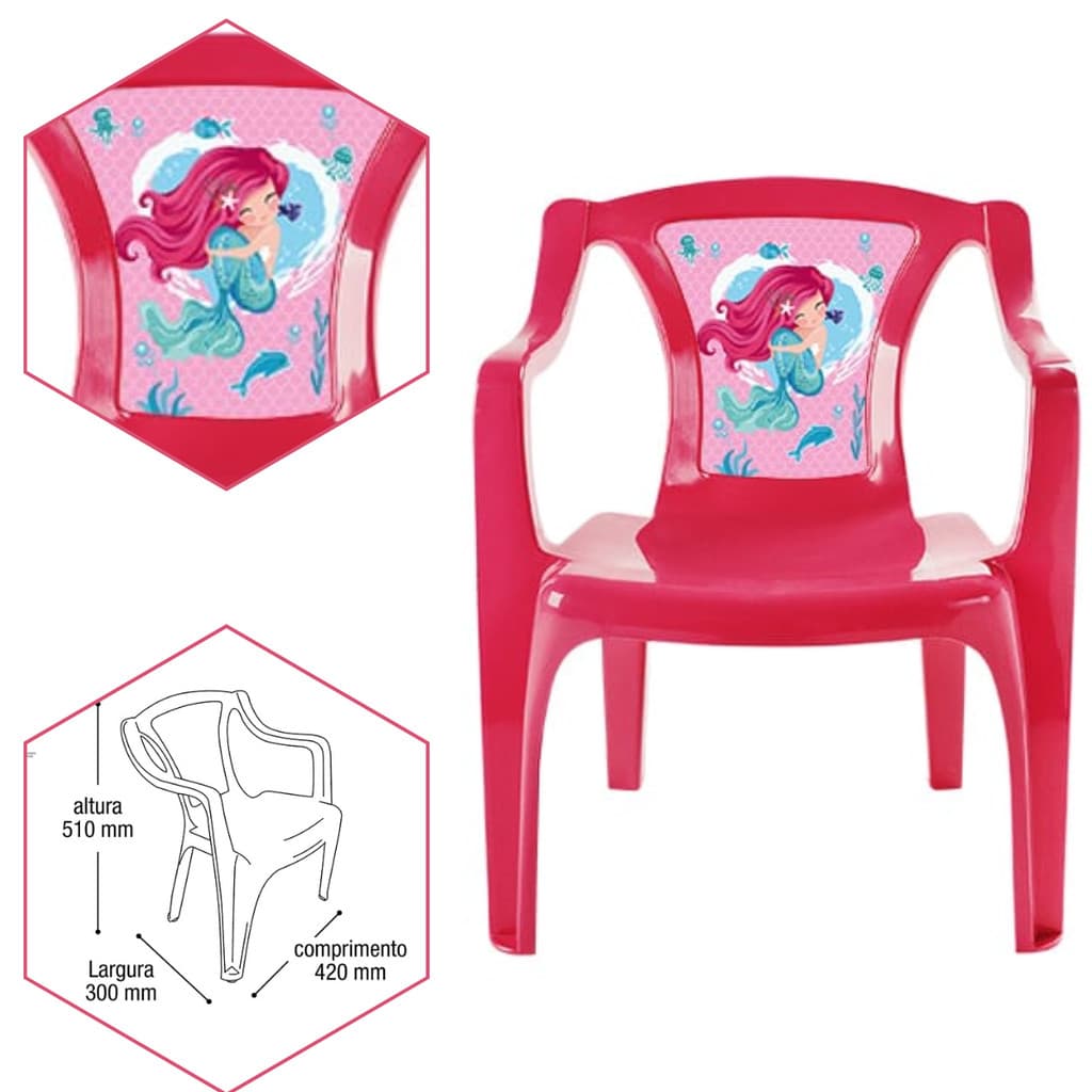 Cadeira Mini Poltrona Infantil para Crianças Sereia Rosa Arqplast  25236PM