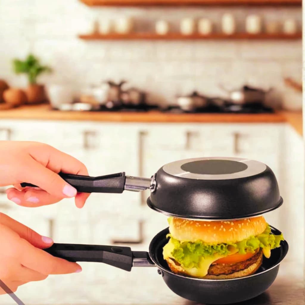 Frigideira Dupla Antiaderente Hamburgueira Sanduicheira Panquequeira Panela Grill Frita Forma Chapa