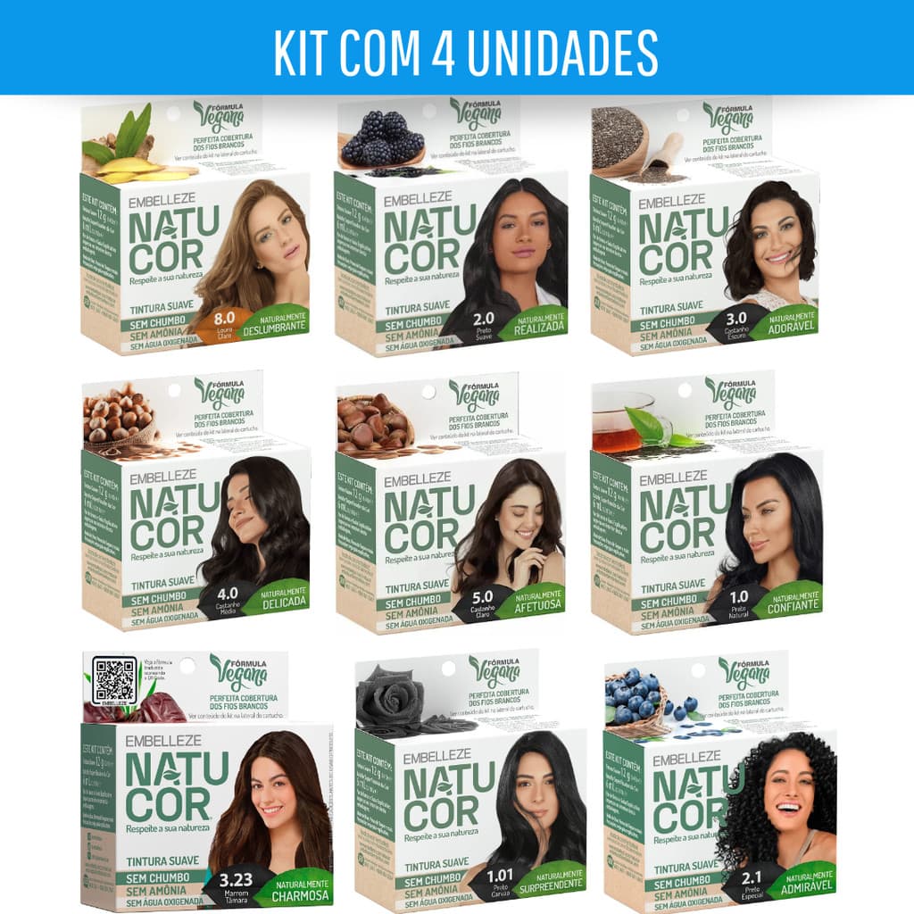 Kit 4 Unidades Tinta de Cabelo Natucor Film