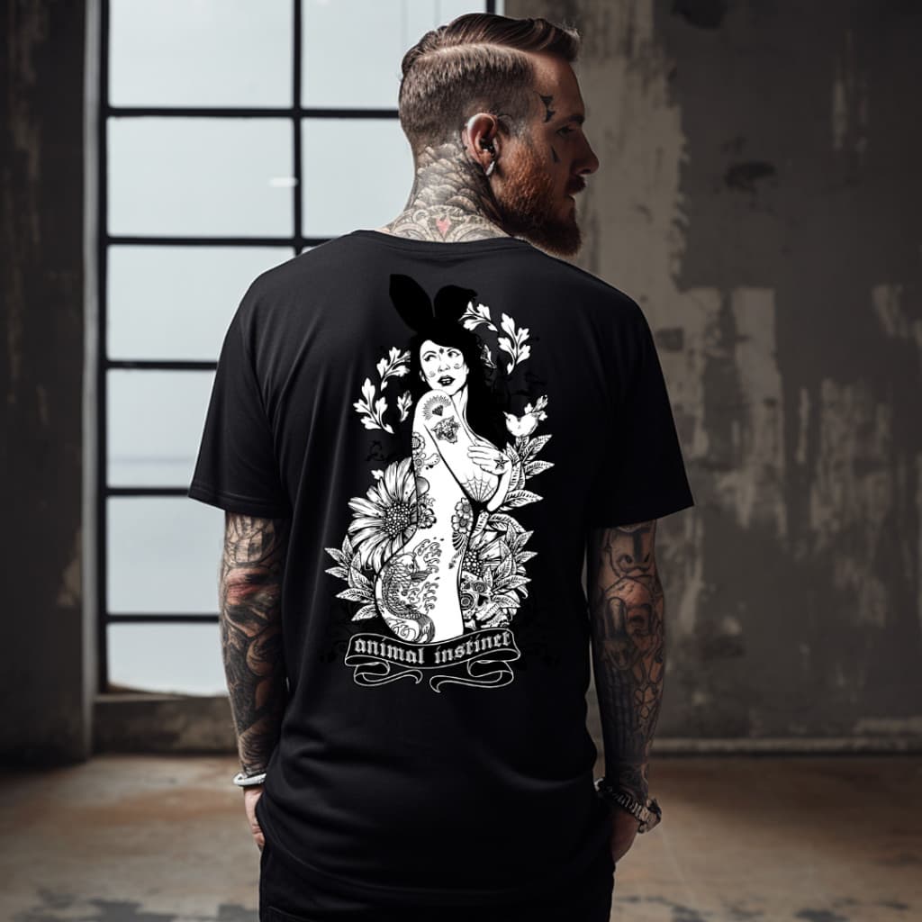 Camiseta camisa algodão estampada masculina streetwear animal instinet