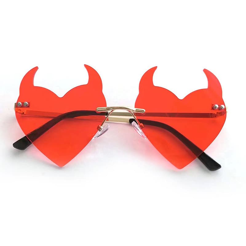 Óculos de Sol Coração de Diabo, Óculos de Diabo para Halloween, Óculos de Sol com Chifres de Diabo, Óculos Engraçados pa